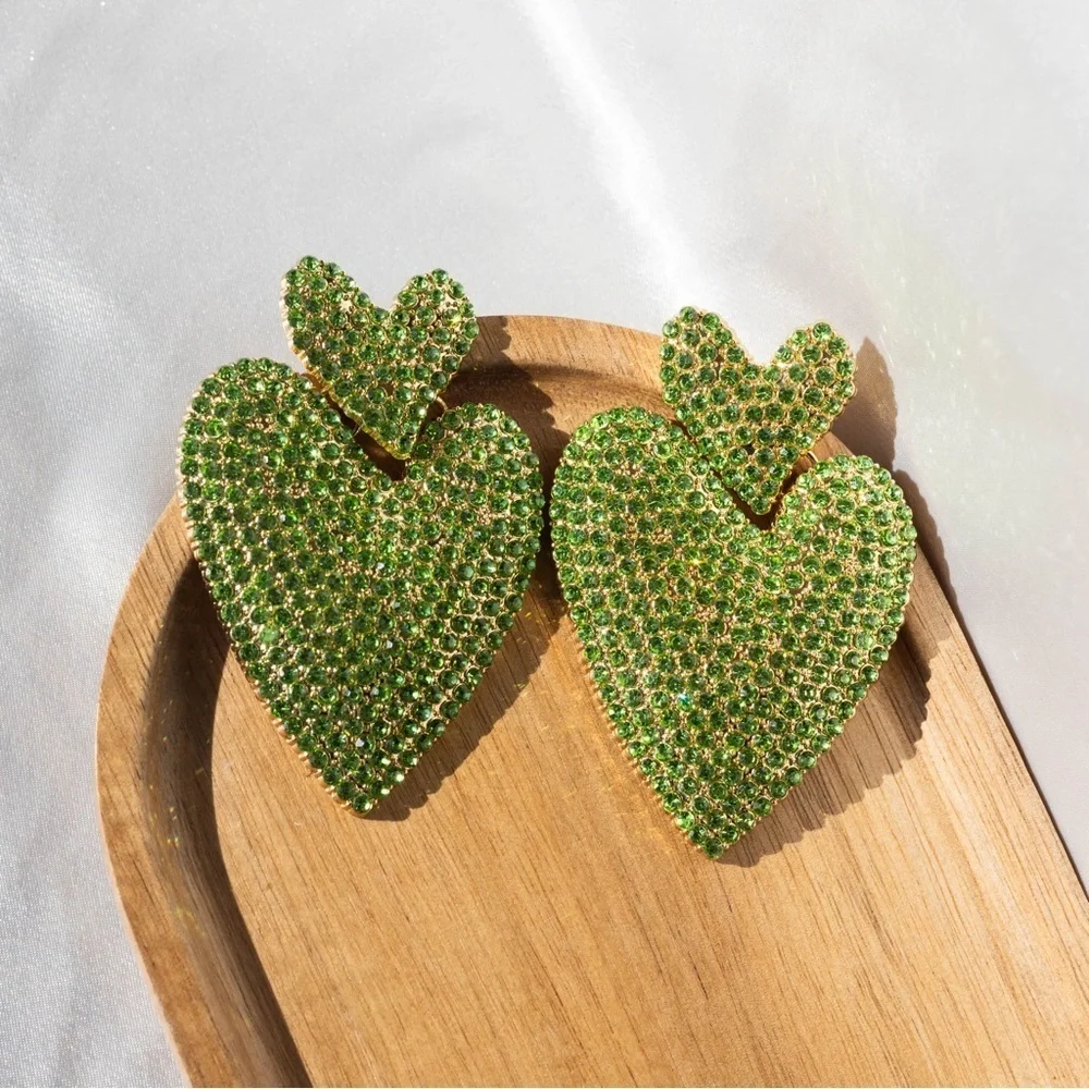 ✨For Love and Lemons Adela Rhinestone Heart Earrings